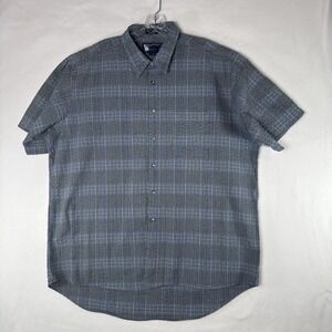 Atlantique Textured Striped Men's Short Sleeve Cotton Button Up Shirt XL